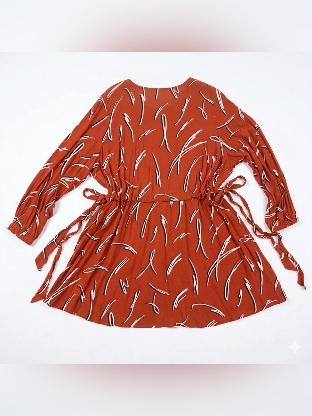 ASOS Curve Orange Abstract Print Dress with Drawstring Waist